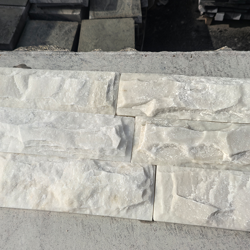 Pure White Quartz Mushroom Stone, Premium Natural Stone Wall Cladding