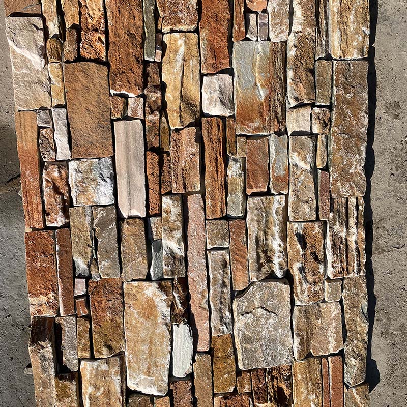 Rough Beige Slate Mesh & Cement Back | Easy-Install Natural Stone Wall Tiles
