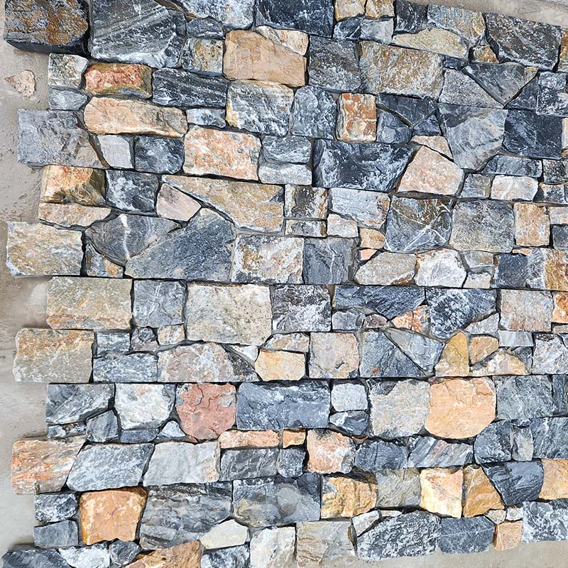 Taihang Grey & Rusty Slate Mesh Back | Two-Tone Natural Stone Wall Tiles
