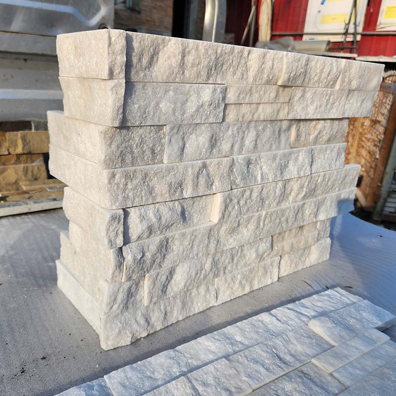 White Quartz Stacked Stone Wall Panel | Luxurious Natural Stone Cladding