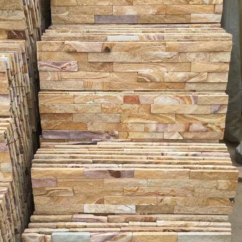 Wood Grain Sandstone Wall Panel | Natural Timber-Look Stone Cladding