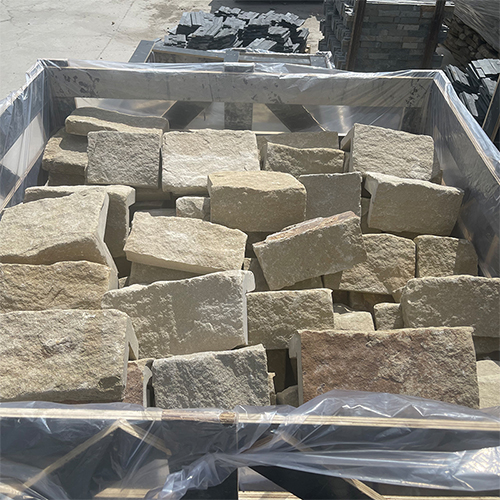Yellow Sandstone Castle Stone | Warm Natural Stone Wall Cladding | Split Face
