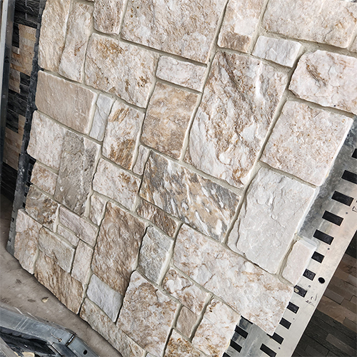 Golden Thread Snow Castle Stone | White & Gold Ledgestone Wall Panels