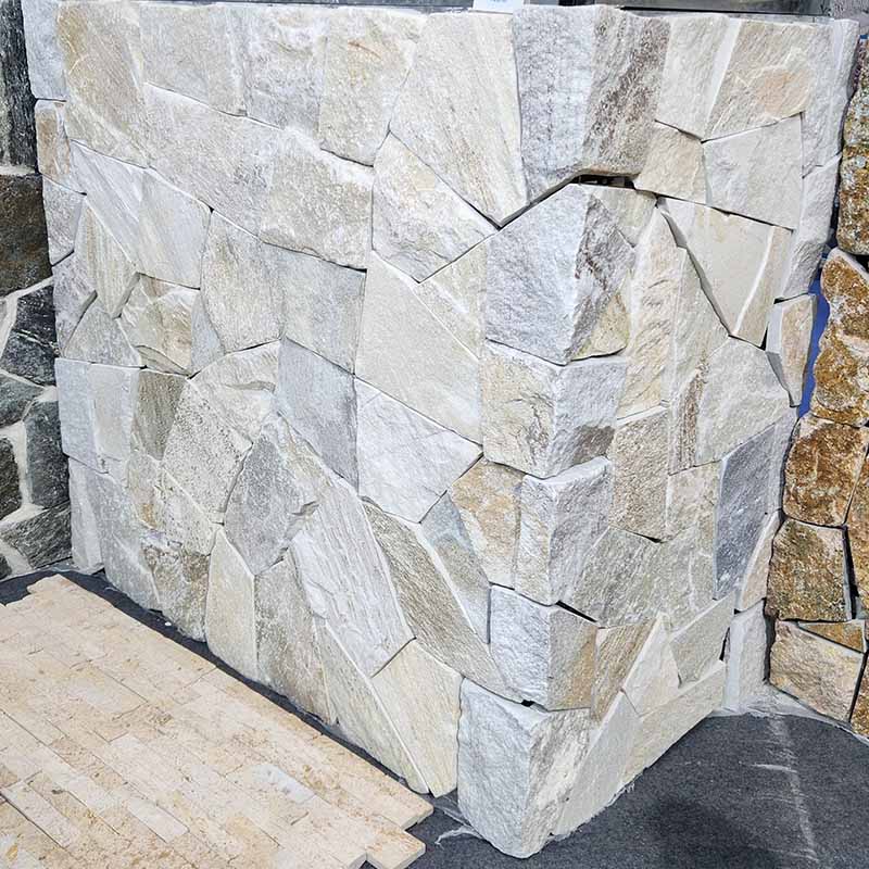 Beige Quartz Loose Stone | Natural Stone Veneer for Exterior Walls