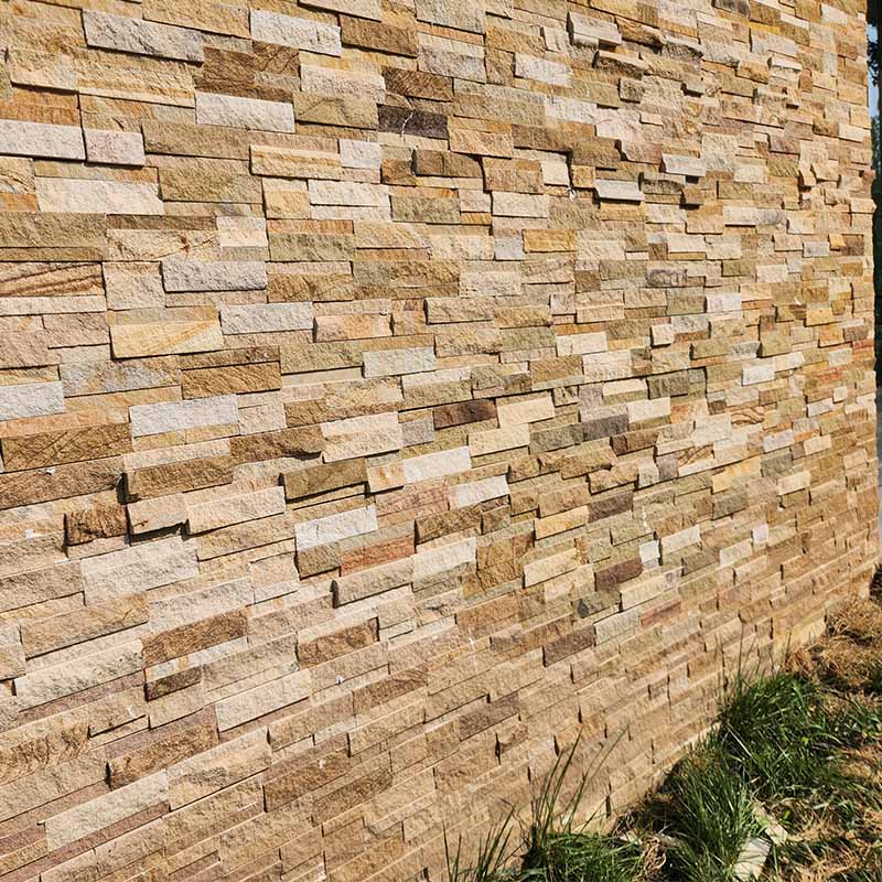 Roman Beige Splitface Travertine Ledger Panel for Interior and Exterior Walls
